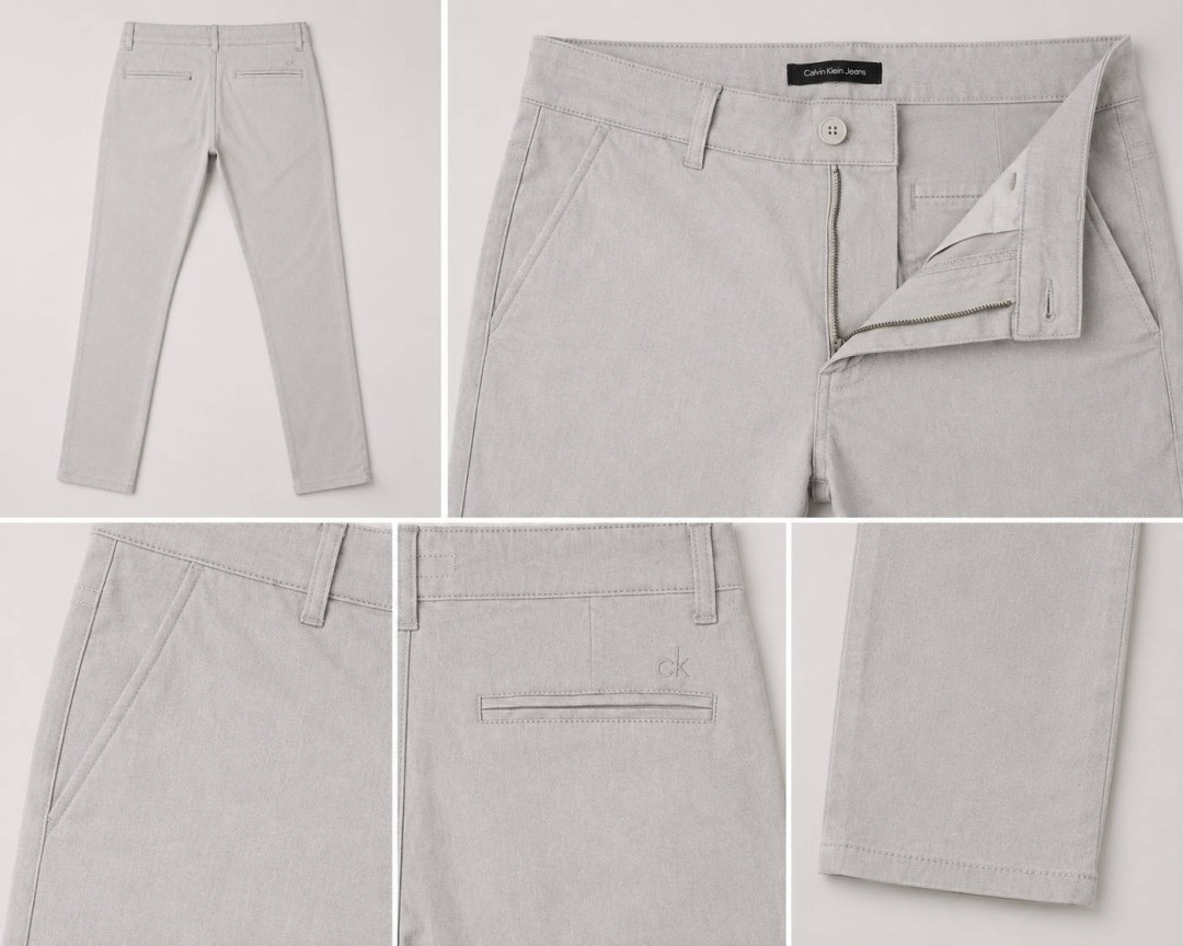 Calça Ck Chino Slim — Cinza Claro — foto 5