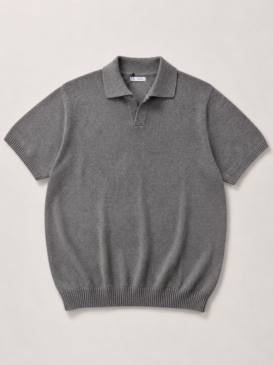 Camisa de tricô cinza gola polo Zara 