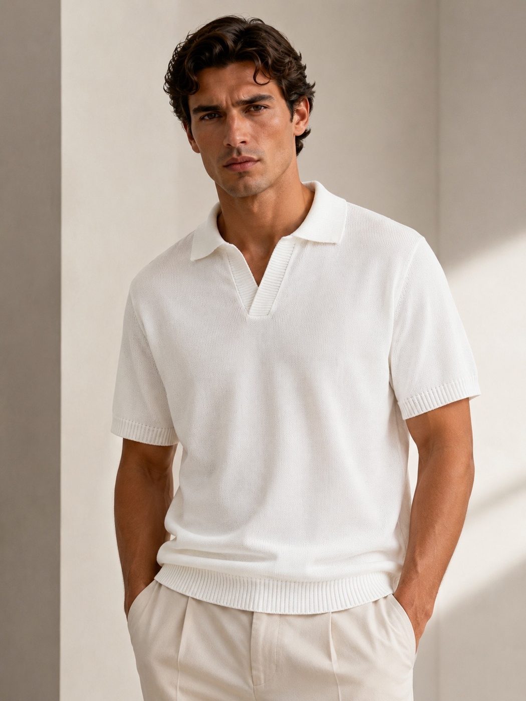 Camisa de tricô off white gola polo Zara  — foto 2