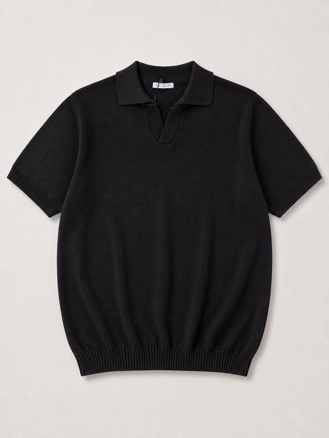 Camisa de tricô preta gola polo Zara 