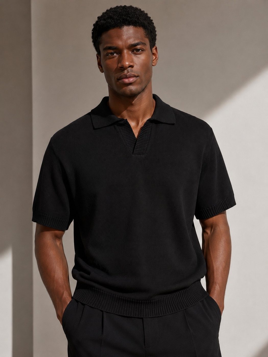 Camisa de tricô preta gola polo Zara  — foto 2