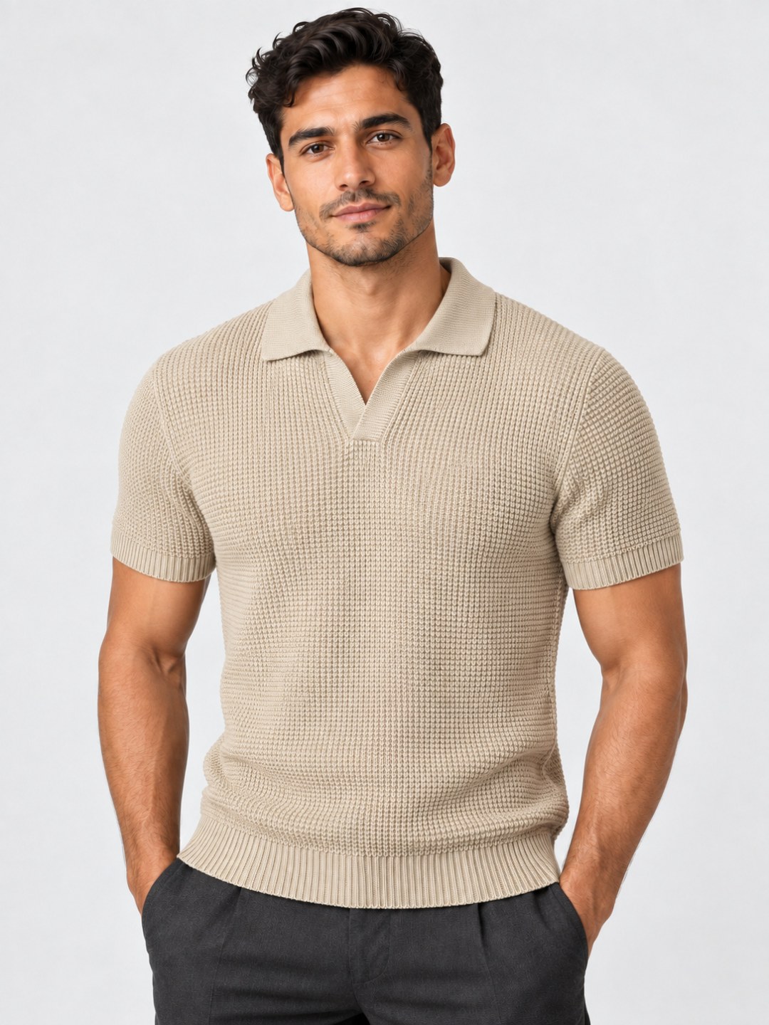 Camisa Polo em Tricô Texturizado - Zara