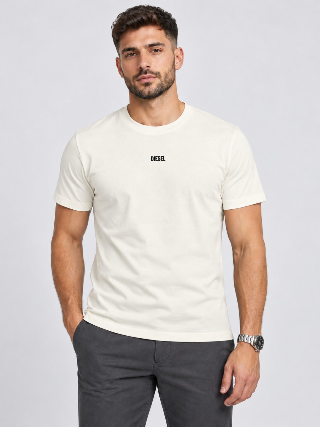Camiseta Diesel Slim Logo Emborrachada — foto 2
