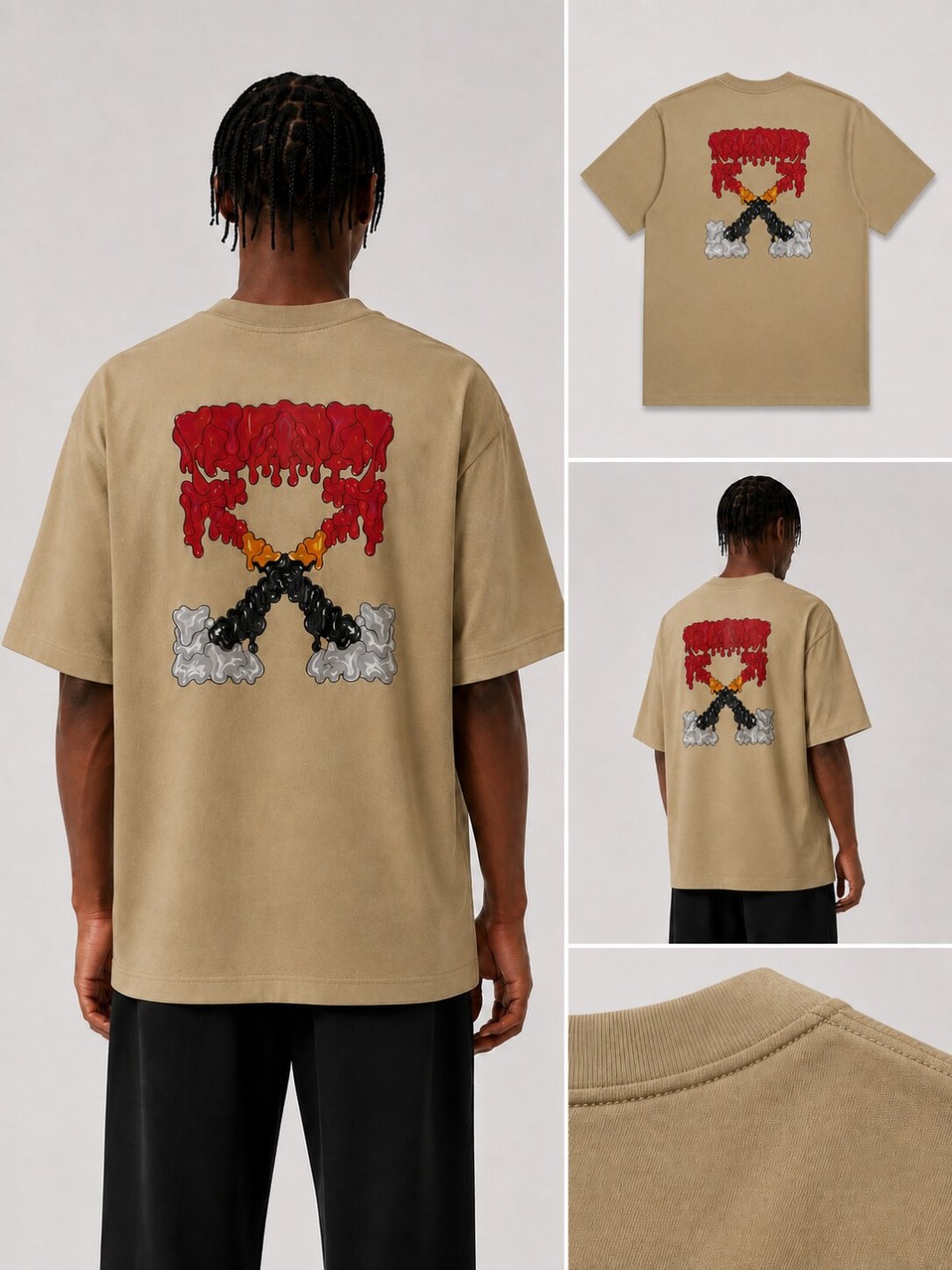 Camiseta Off-White Liquid Arrows - Bege — foto 5