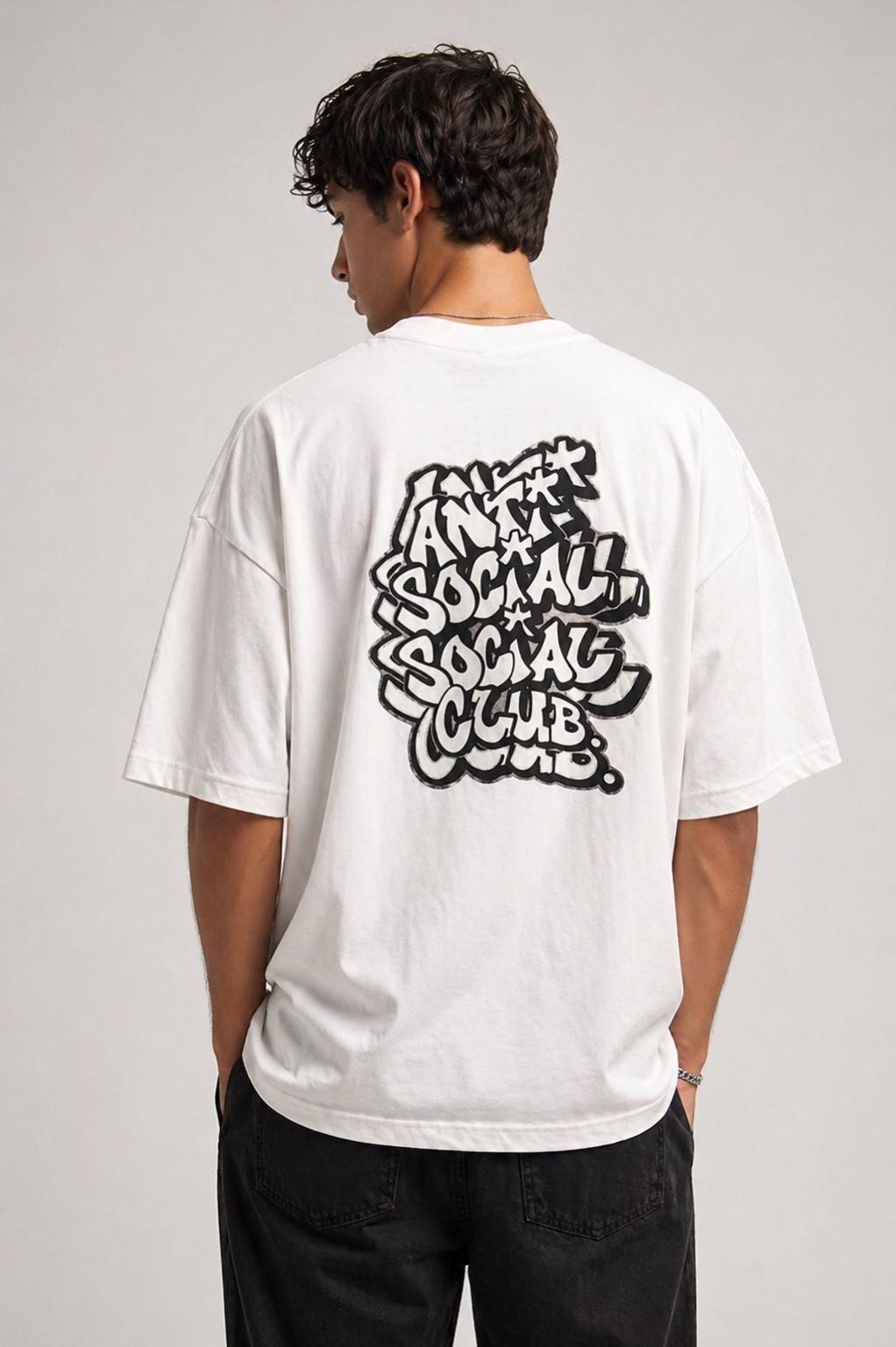 Camiseta oversized anti social clb branca  — foto 2