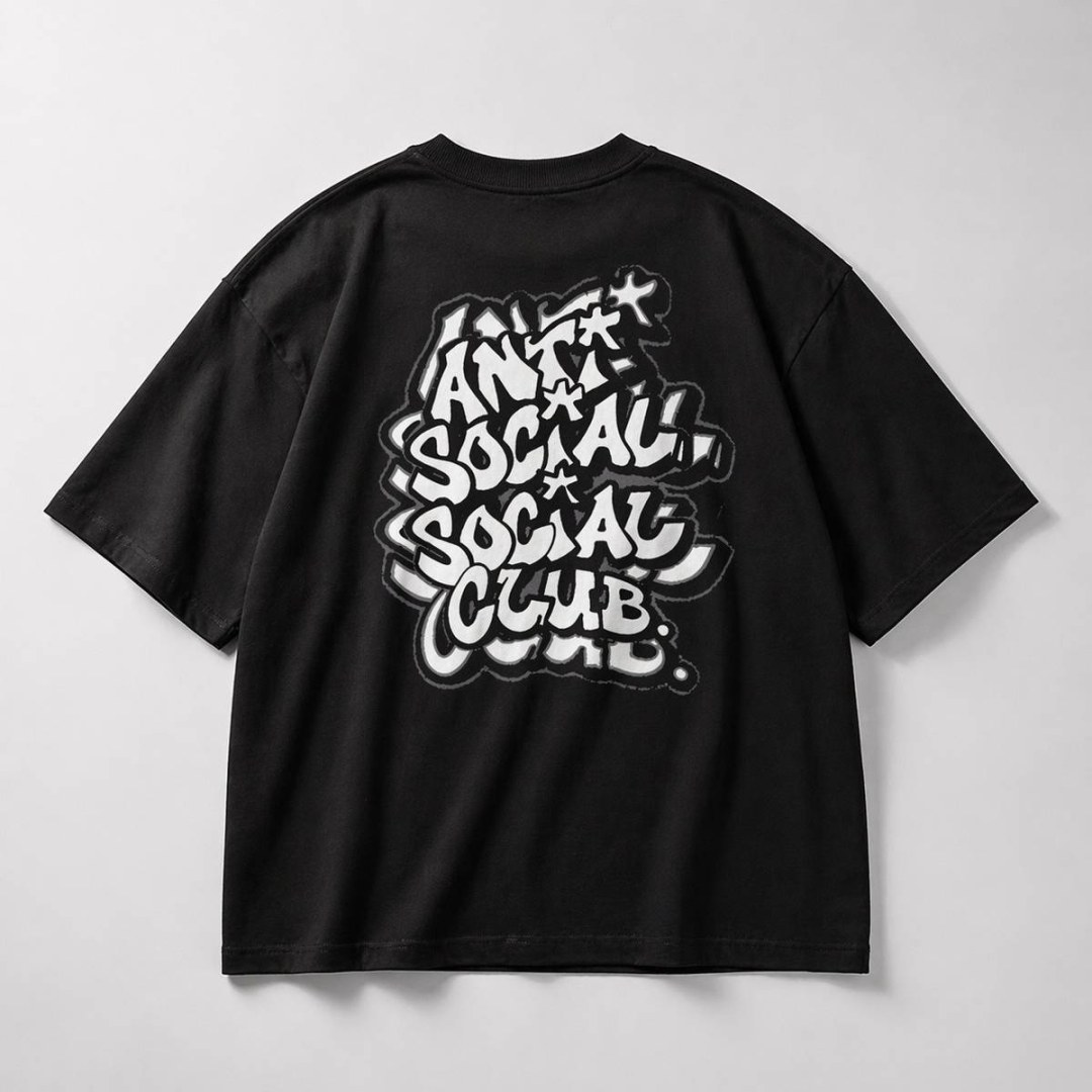 Camiseta oversized anti social clb preta 