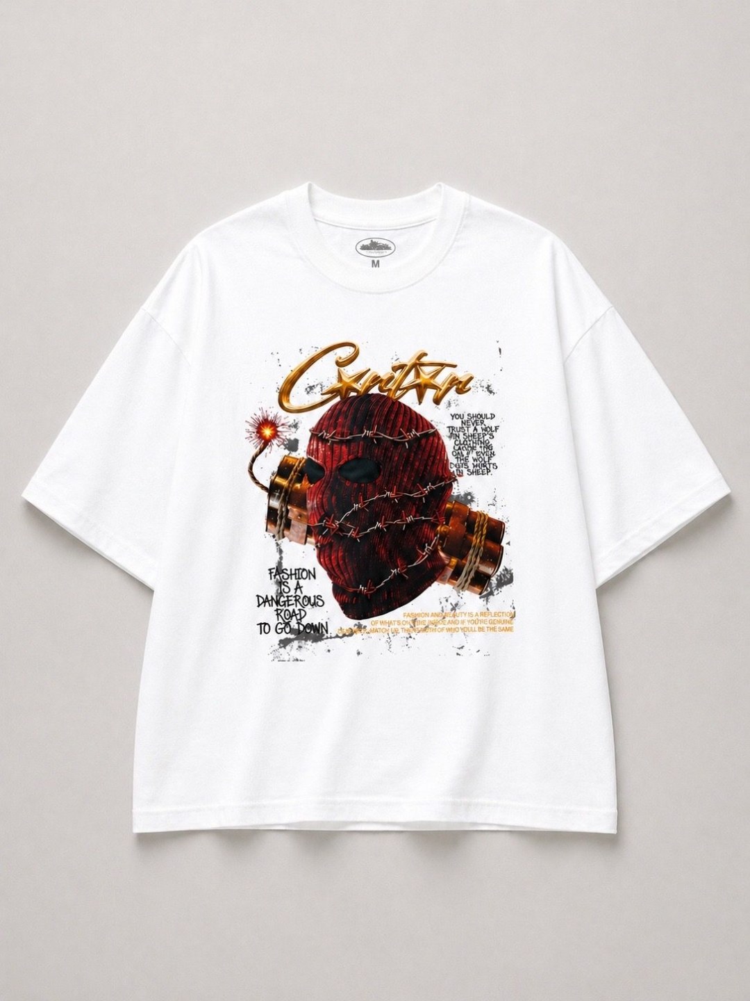Camiseta oversized Corteiz bomb branca 