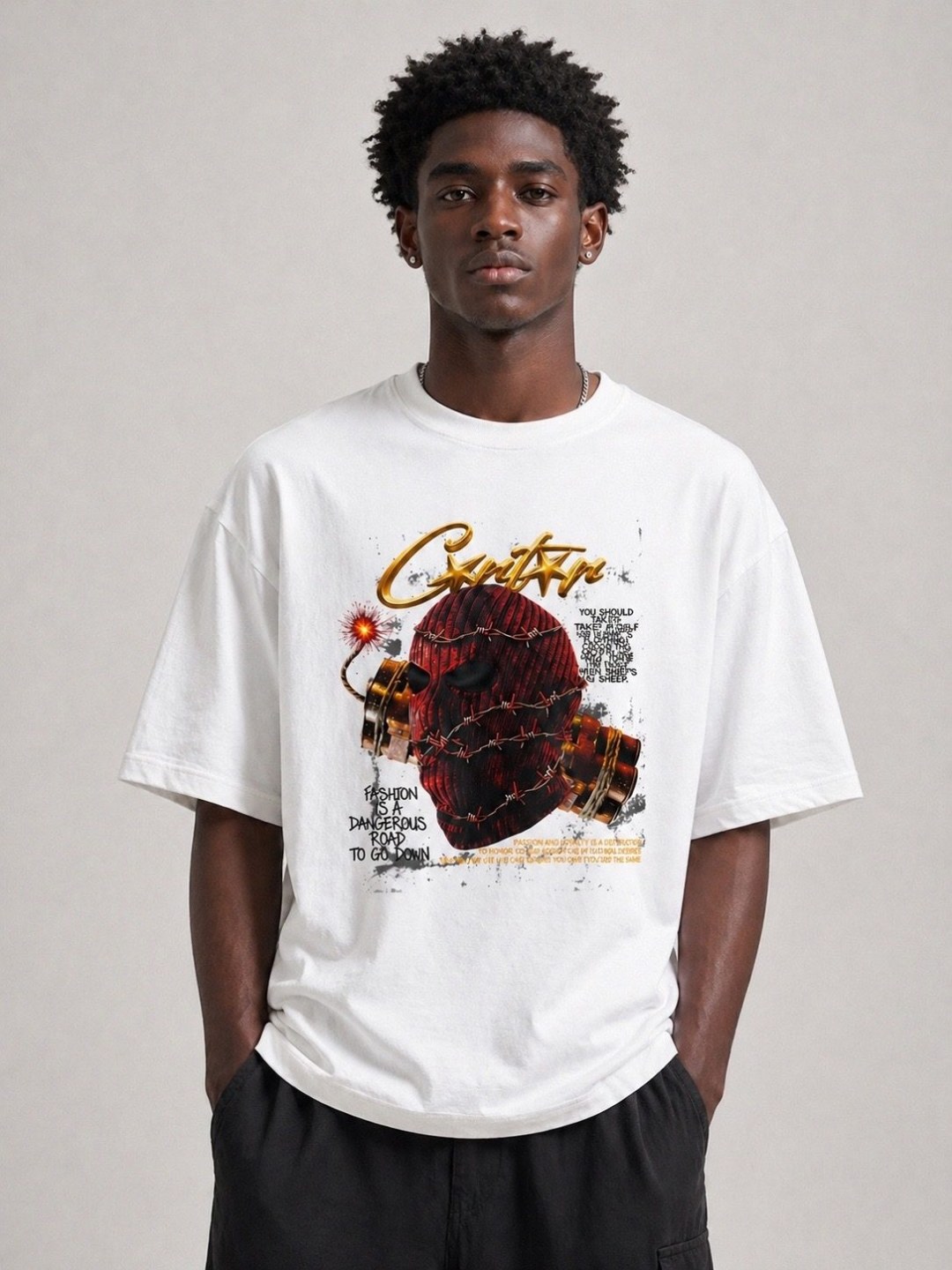 Camiseta oversized Corteiz bomb branca  — foto 2