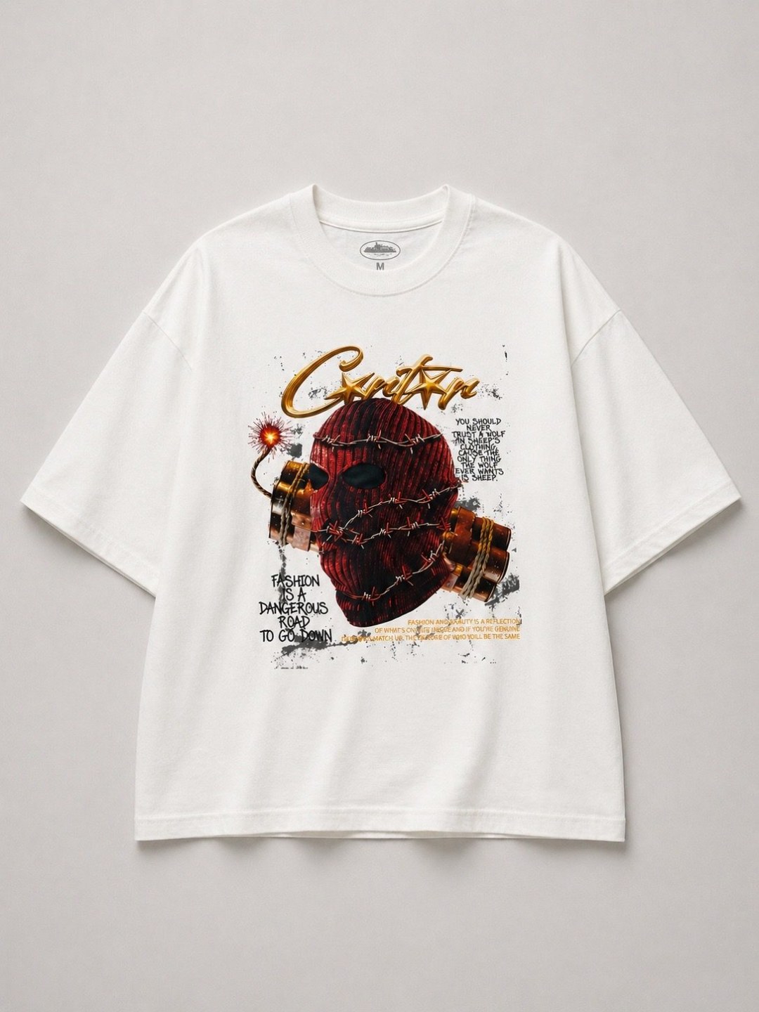 Camiseta oversized Corteiz bomb off white 