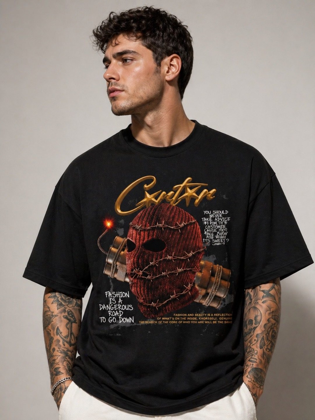 Camiseta oversized Corteiz bomb preta  — foto 2