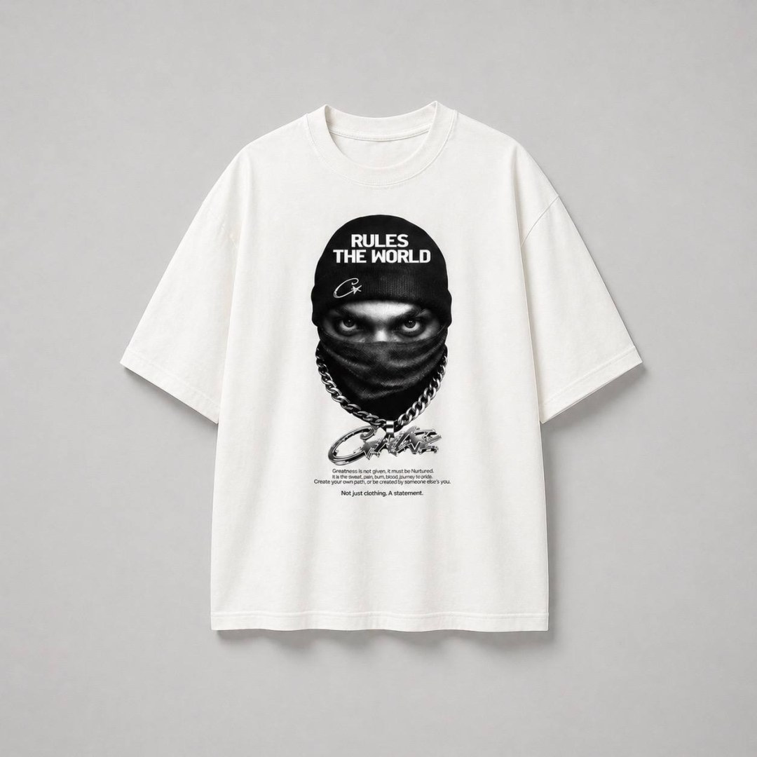 Camiseta oversized Corteiz chain branca 