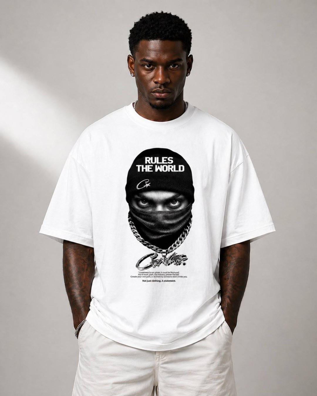 Camiseta oversized Corteiz chain branca  — foto 2