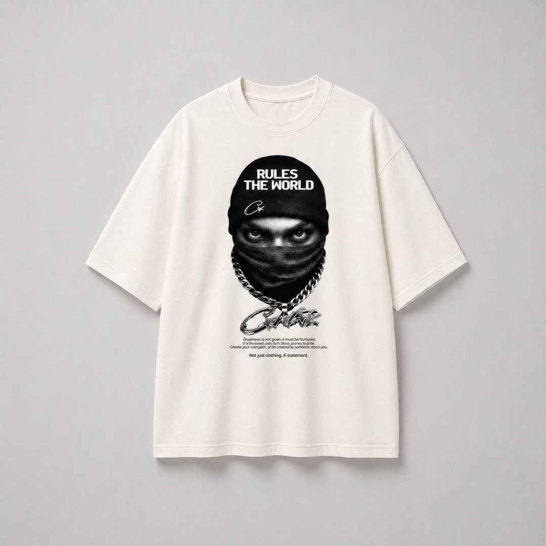 Camiseta oversized Corteiz chain off white 