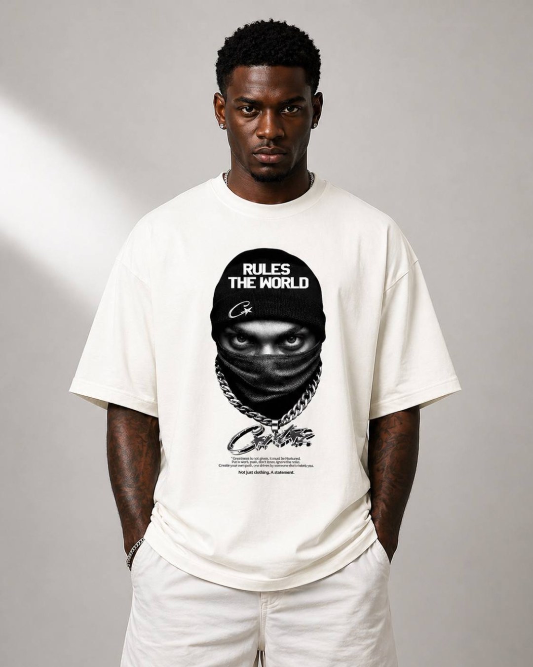 Camiseta oversized Corteiz chain off white  — foto 2
