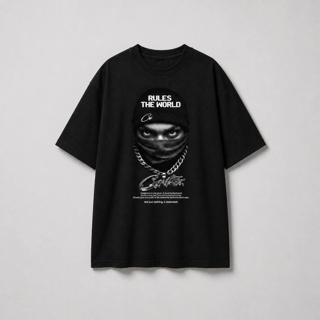 Camiseta oversized Corteiz chain preta 