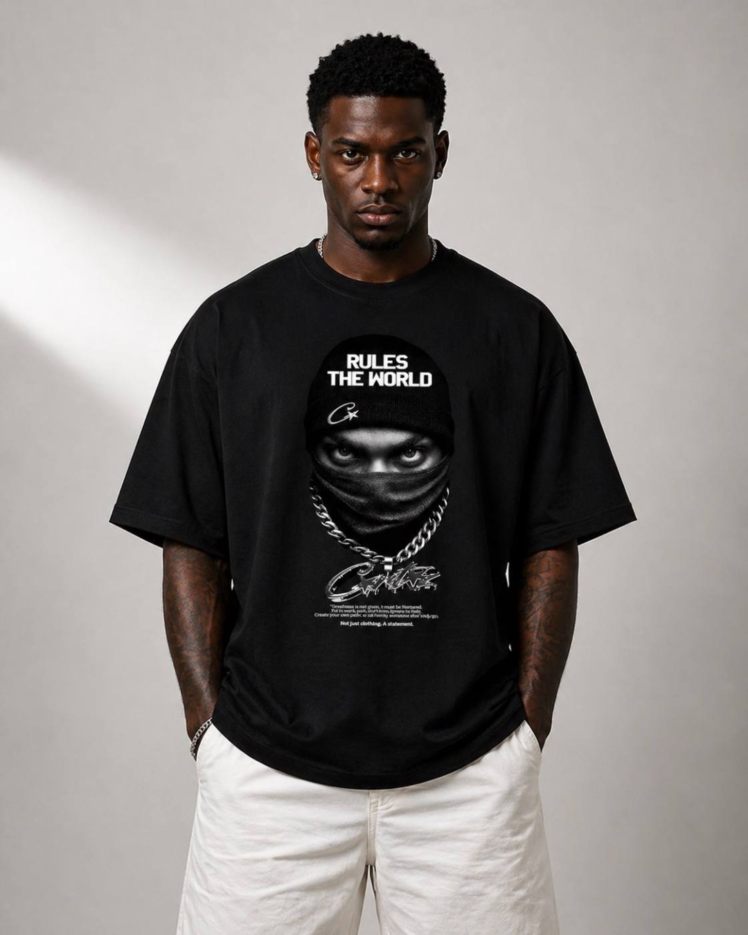 Camiseta oversized Corteiz chain preta  — foto 2