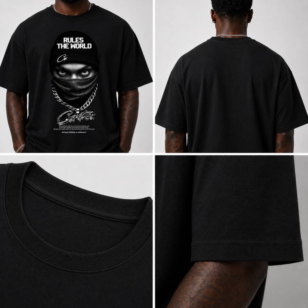 Camiseta oversized Corteiz chain preta  — foto 4