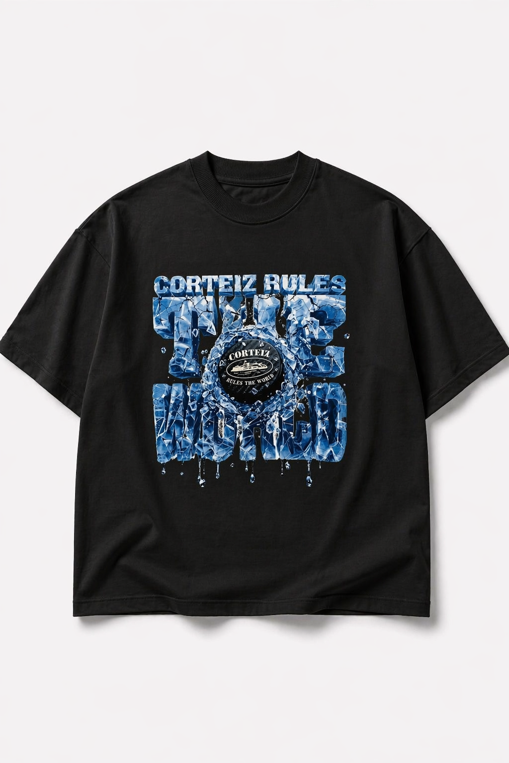 Camiseta oversized Corteiz ice preta 
