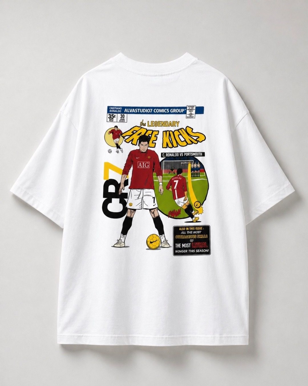 Camiseta oversized CR7 branca 