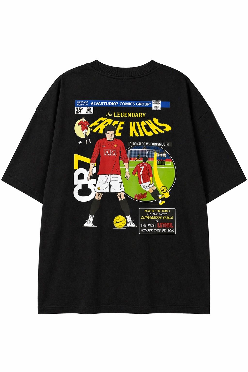 Camiseta oversized CR7 preta 