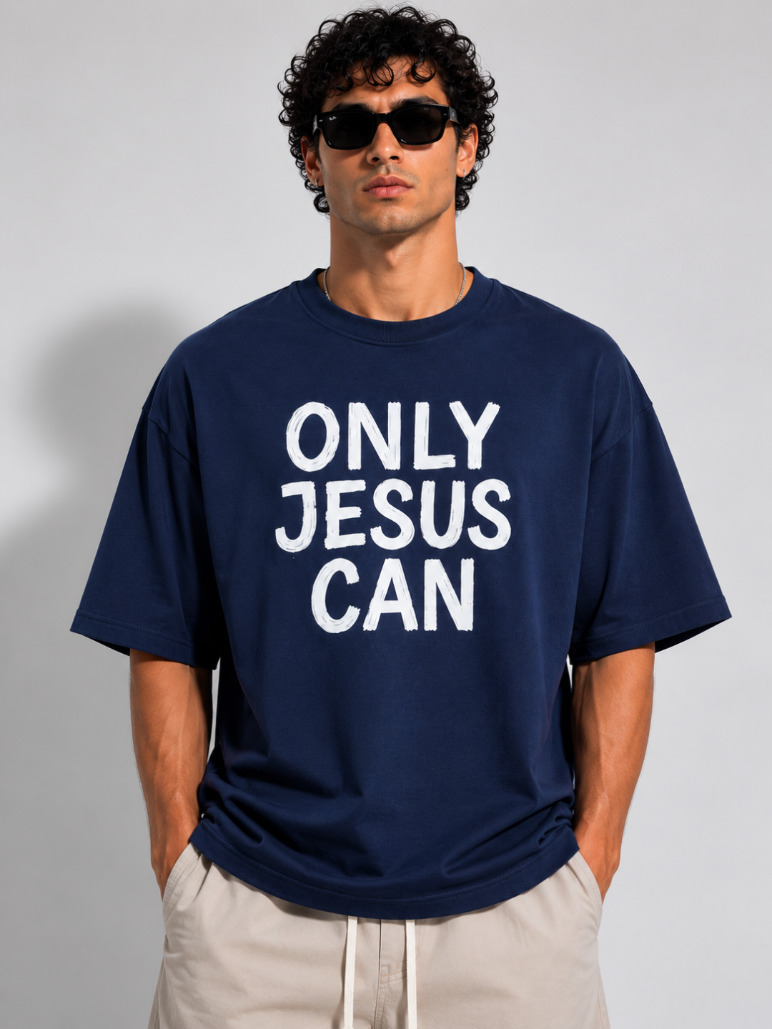 Camiseta Oversized Faith Statement Marinho