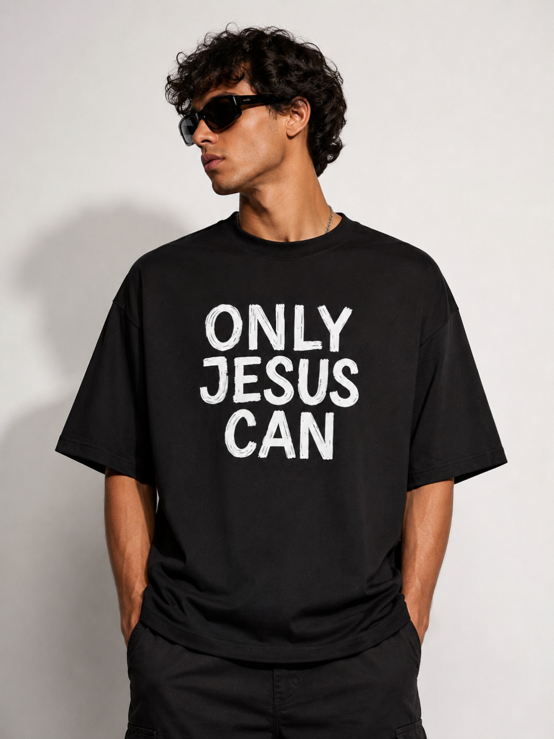 Camiseta Oversized Faith Statement Preta 