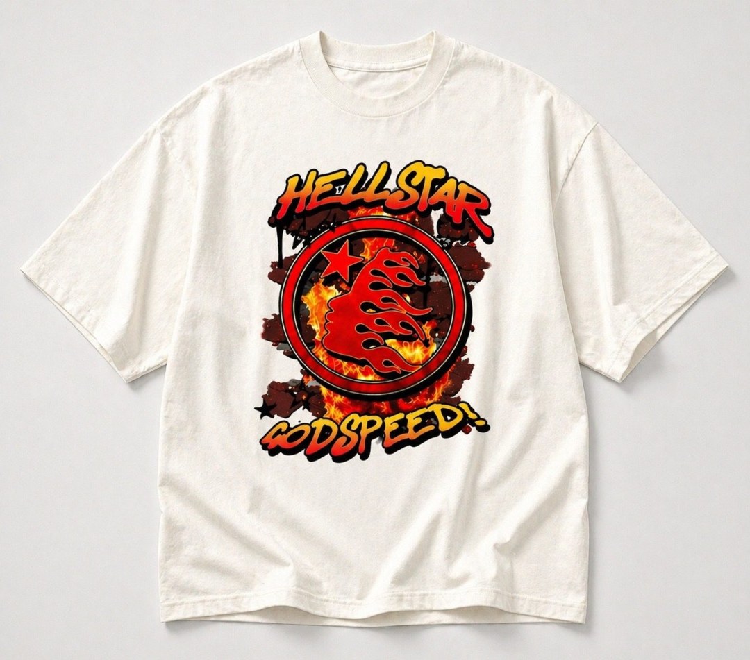 Camiseta oversized Hellstar off white 
