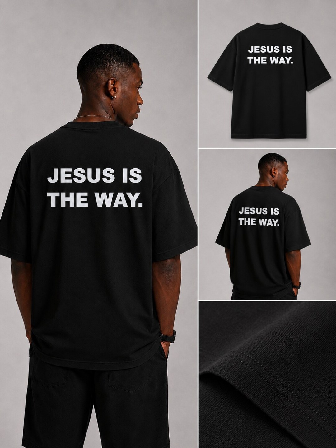 Camiseta Oversized Jesus Is The Way - Preta — foto 5