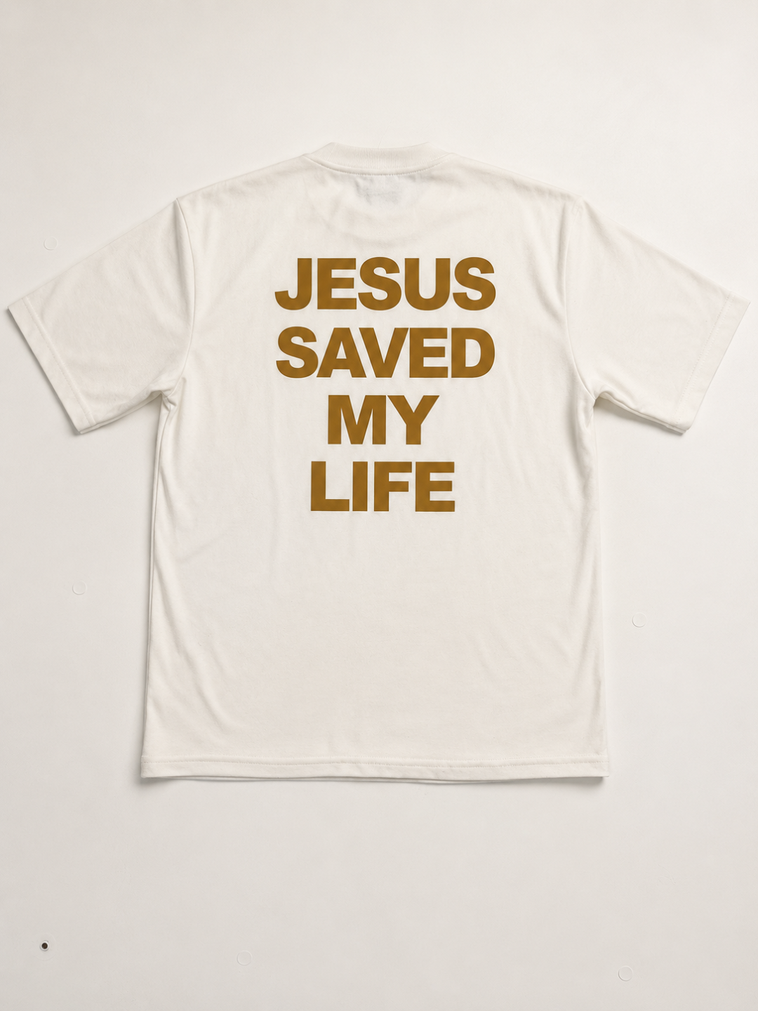 Camiseta Oversized Jesus Saved My Life Off White — foto 2