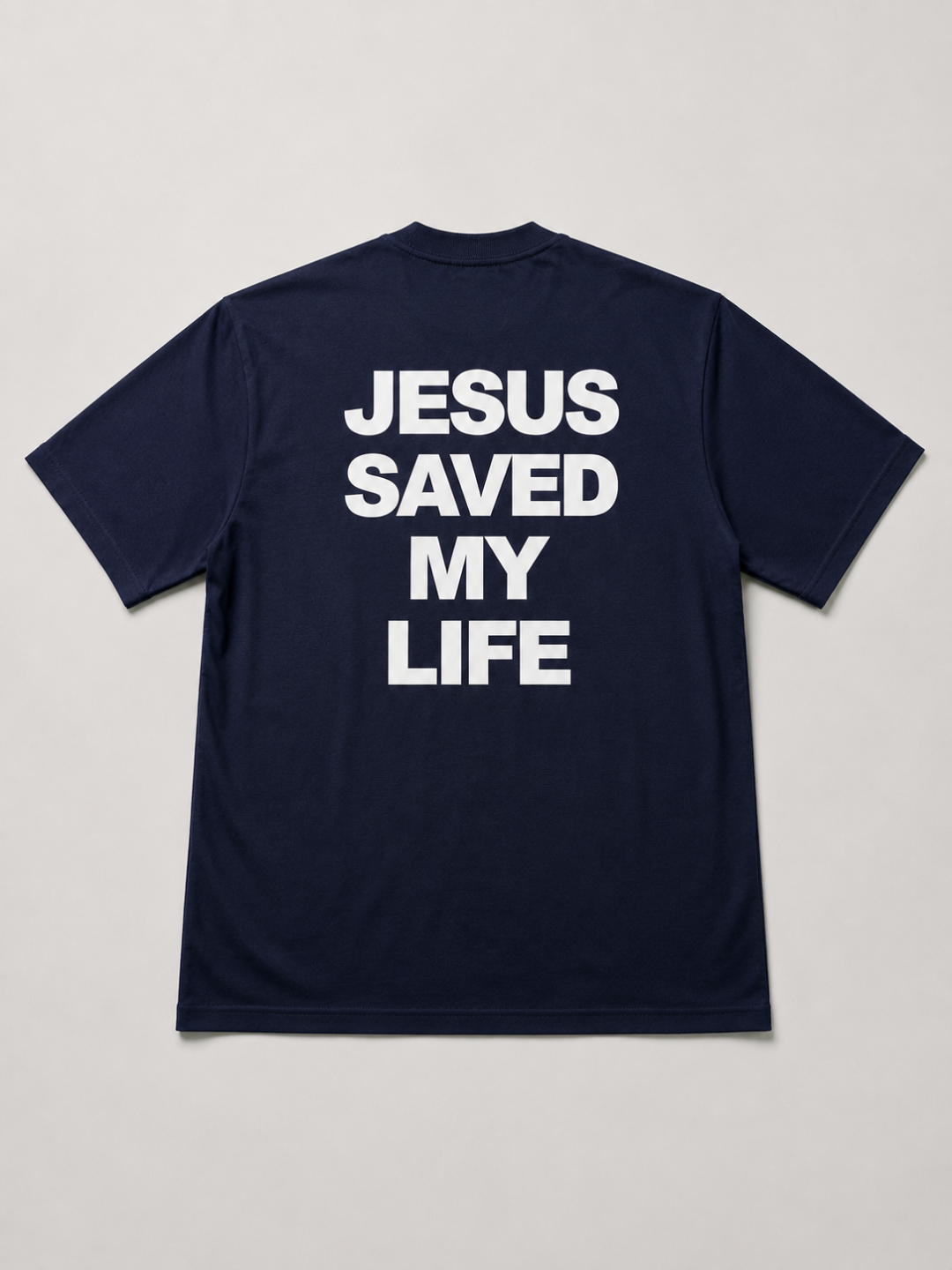 Camiseta Oversized Jesus Saved My Life Marinho — foto 2