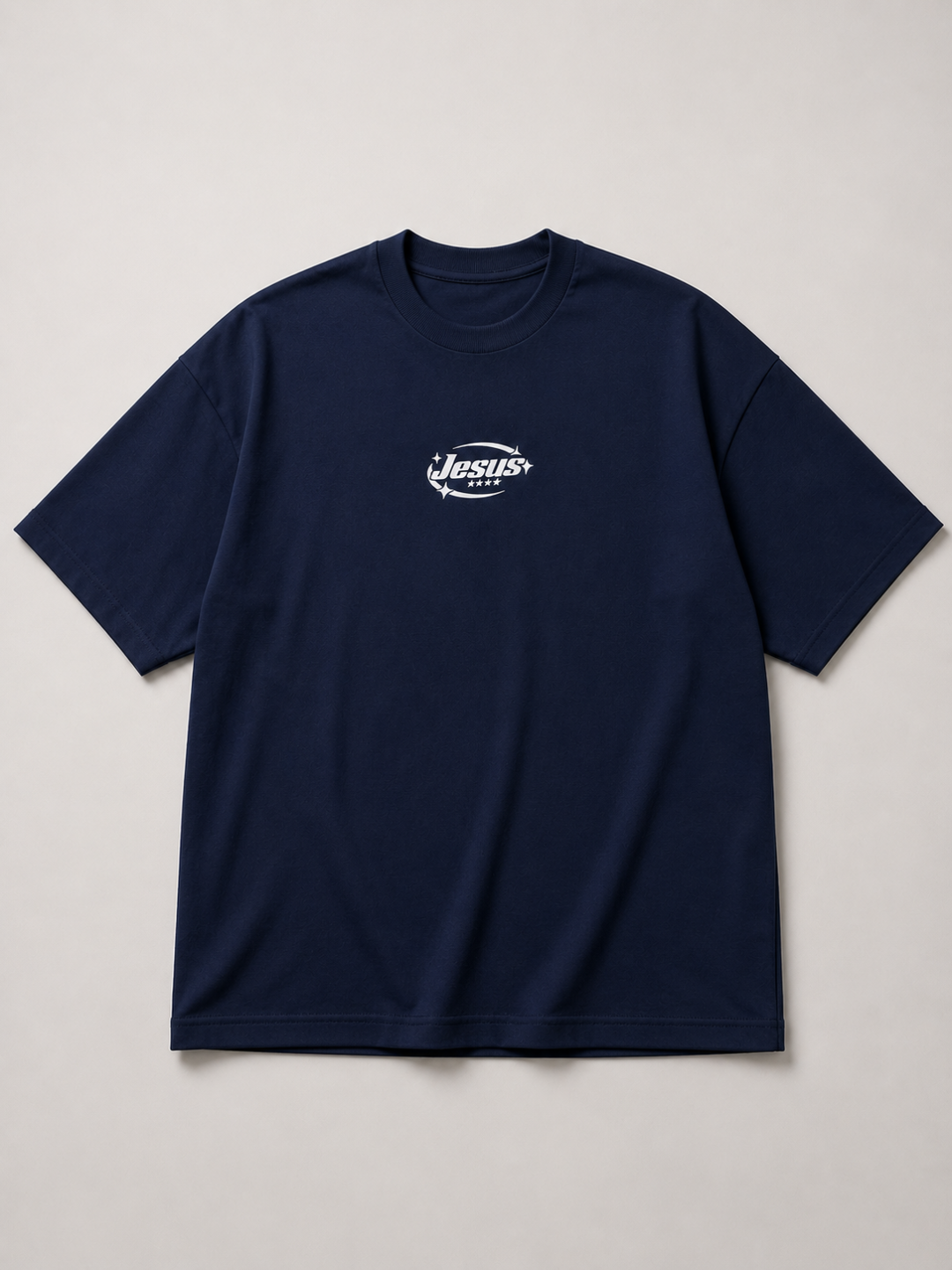 Camiseta Oversized Jesus Saved My Life Marinho — foto 4