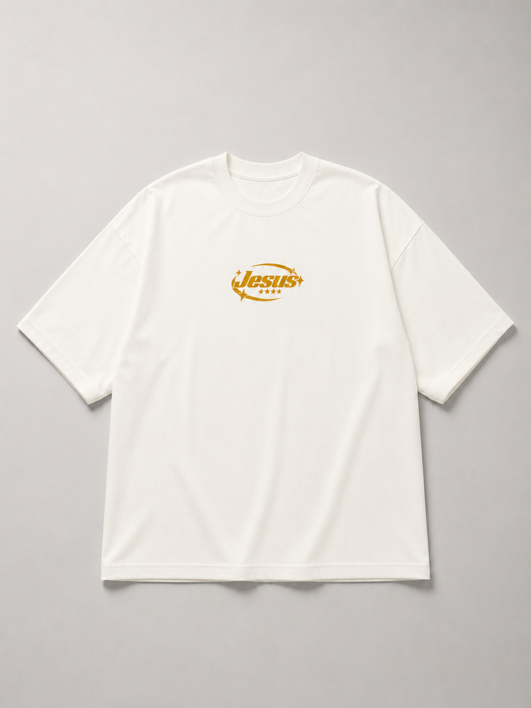 Camiseta Oversized Jesus Saved My Life Off White — foto 4