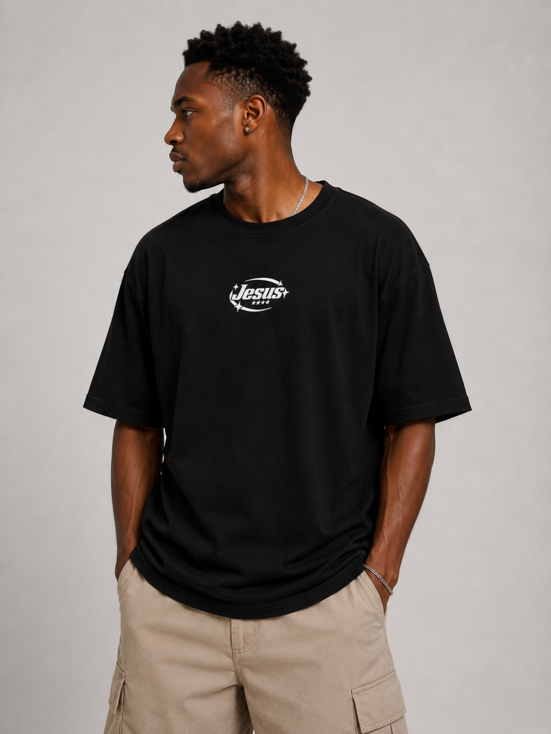 Camiseta Oversized Jesus Saved My Life Preto — foto 3