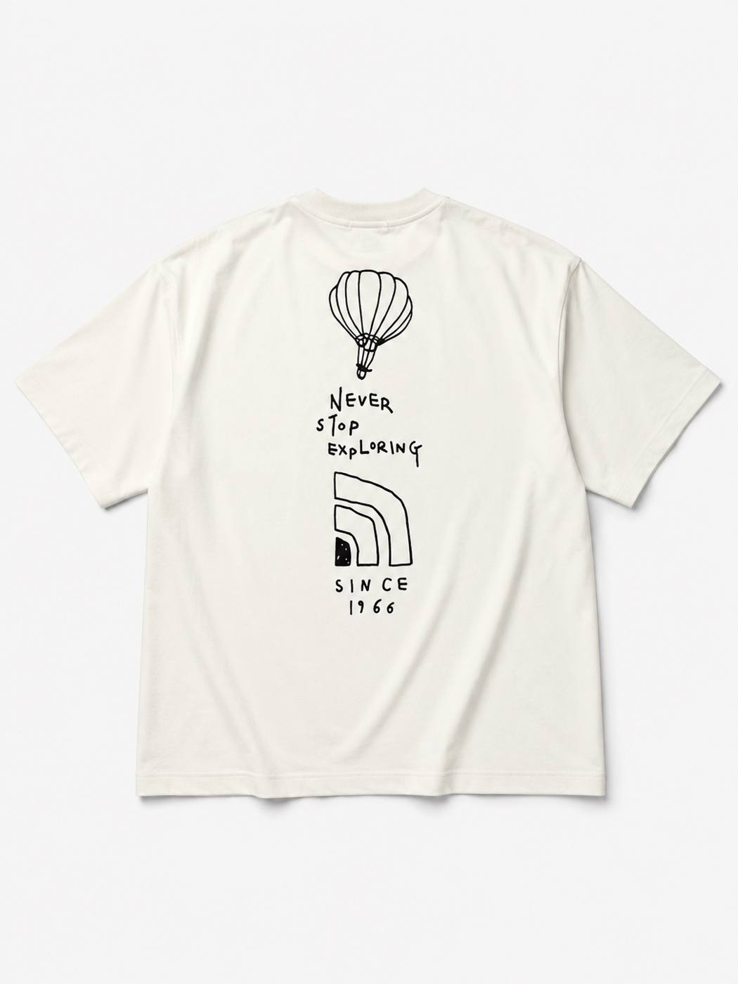 Camiseta Oversized North Face Never Stop Exploring Off white 
