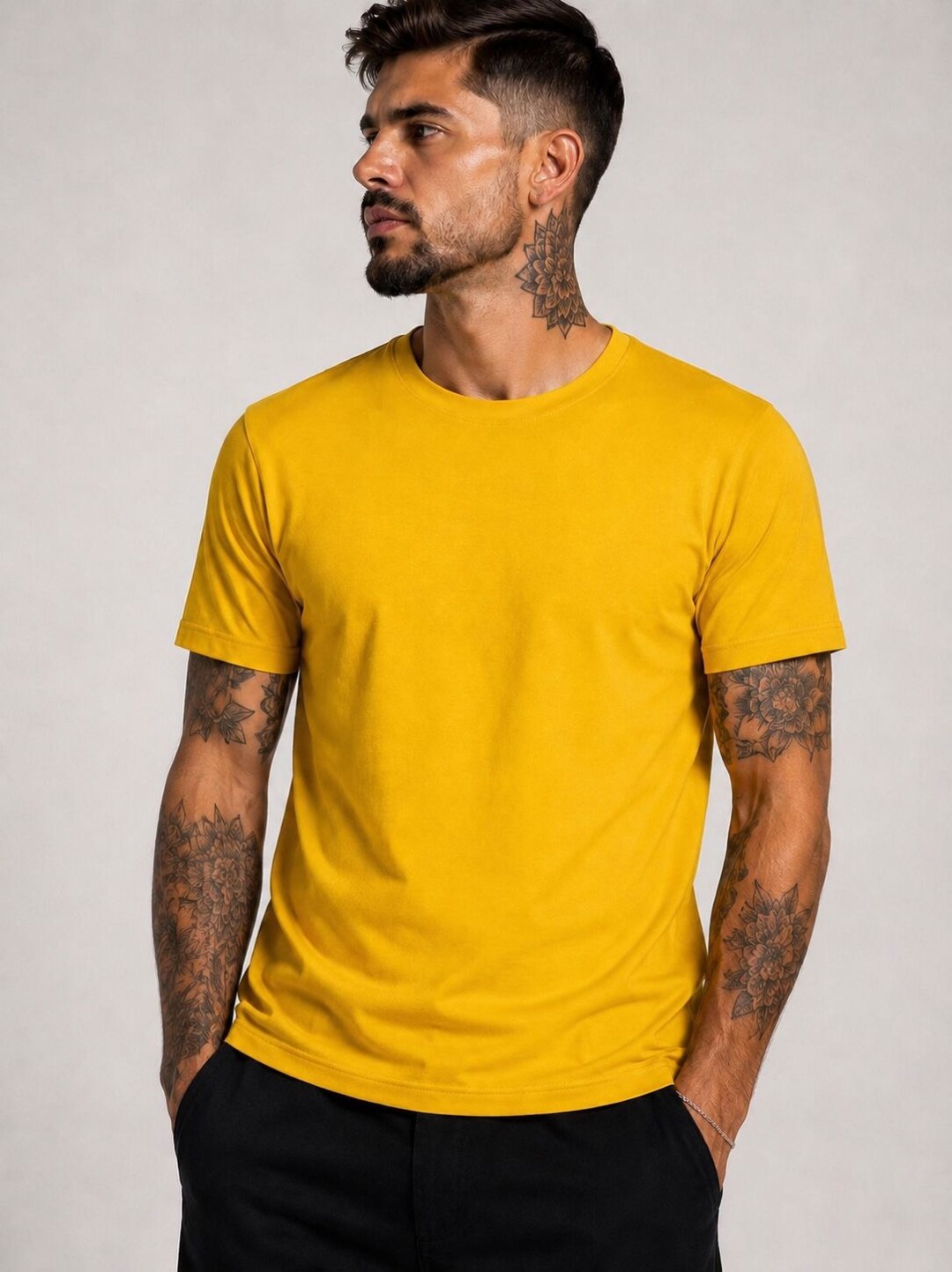 Camiseta Slim Fit Essential Zara — Amarela  — foto 2