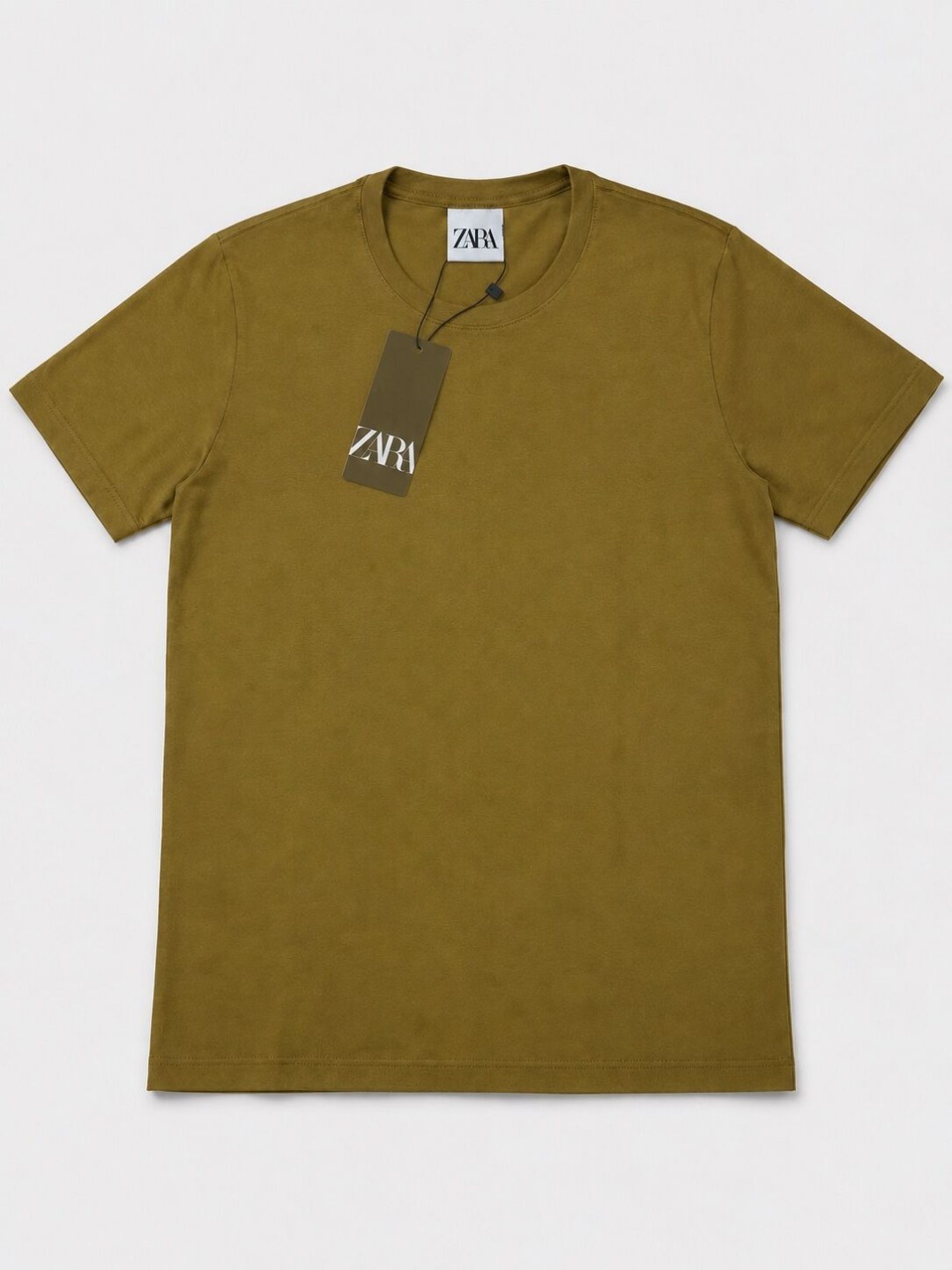 Camiseta Slim Fit Essential Zara — Mostarda Oliva