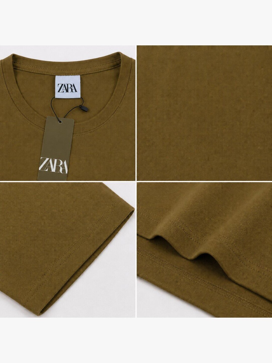 Camiseta Slim Fit Essential Zara — Mostarda Oliva — foto 3