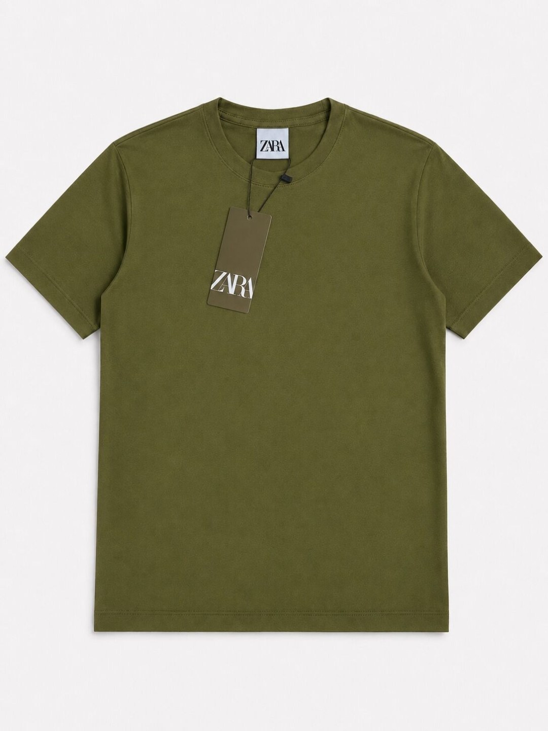 Camiseta Slim Fit Essential Zara — Musgo