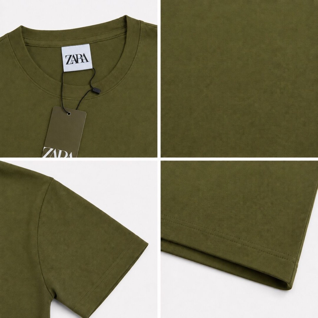 Camiseta Slim Fit Essential Zara — Musgo — foto 3