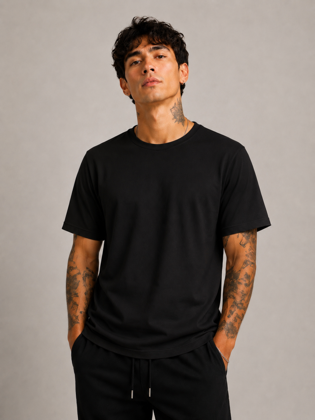 Camiseta Slim Fit Essential Zara — Preta  — foto 2
