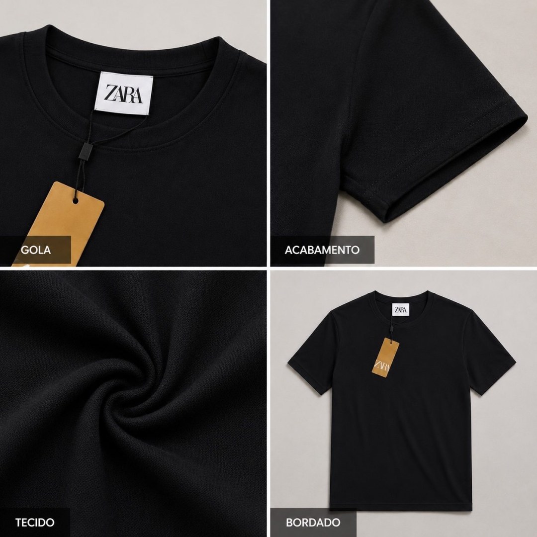 Camiseta Slim Fit Essential Zara — Preta  — foto 3
