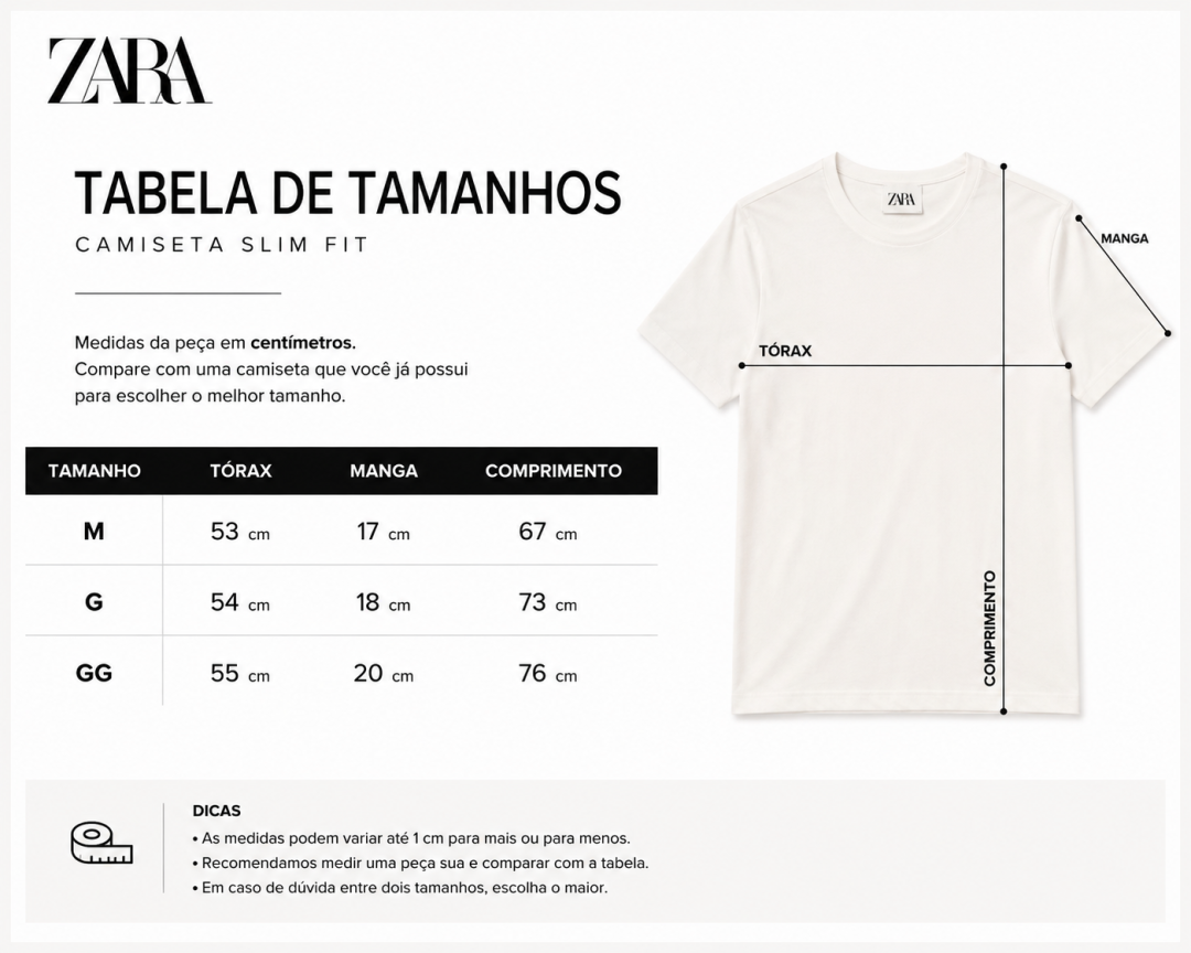 Camiseta Slim Fit Essential Zara — Preta  — foto 4