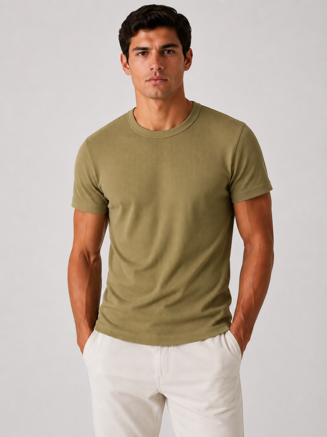 Camiseta Zara Waffle Slim - Bege 
