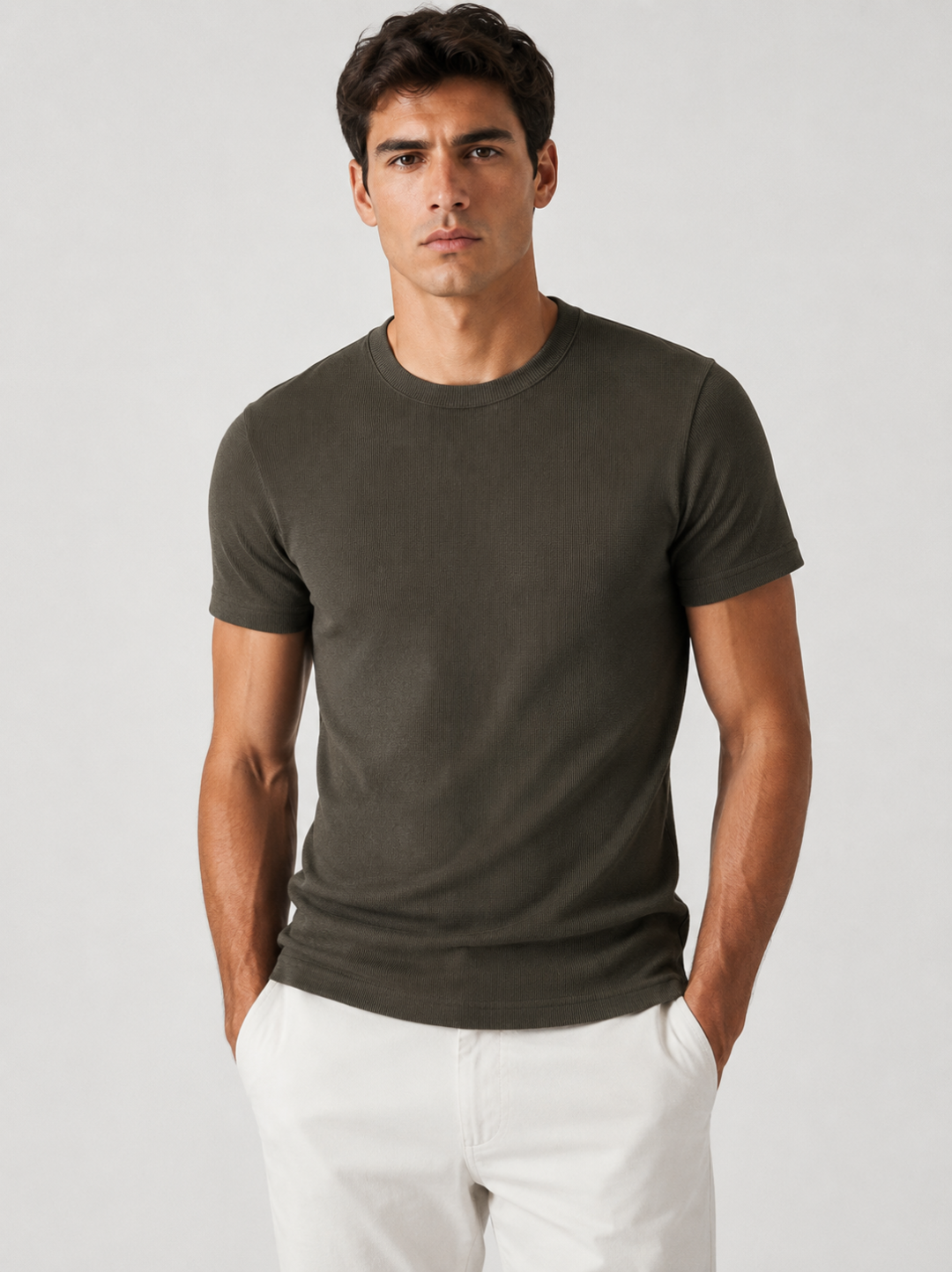 Camiseta Zara Waffle Slim - Marrom