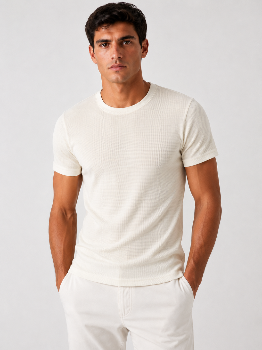 Camiseta Zara Waffle Slim - Off White