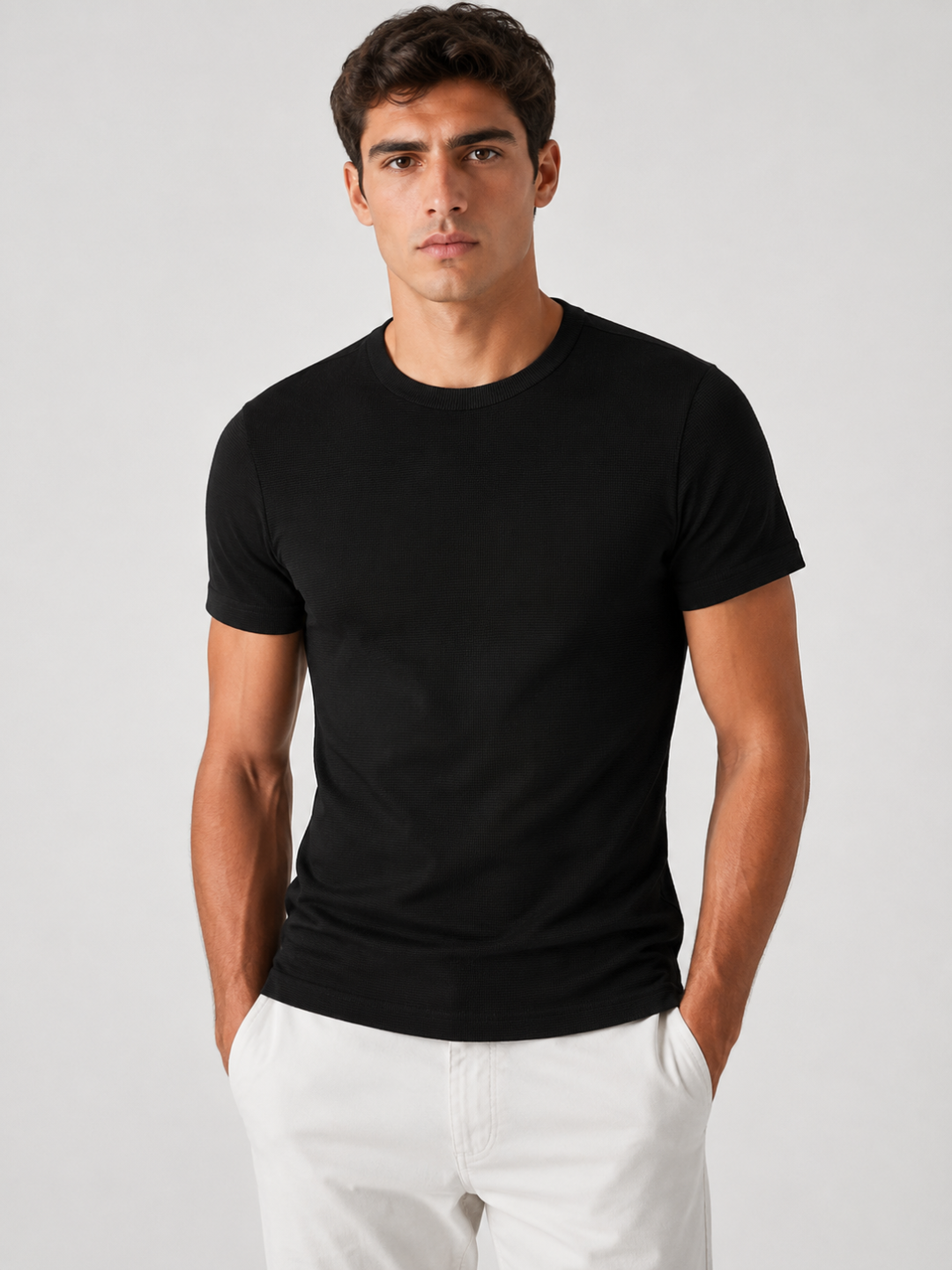 Camiseta Zara Waffle Slim - Preta