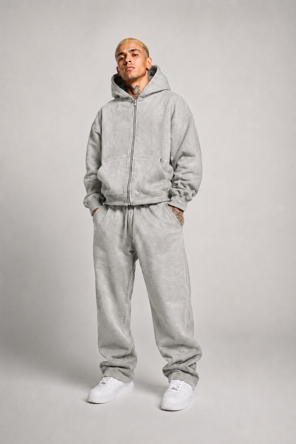 Conjunto moletom canguru Cinza 