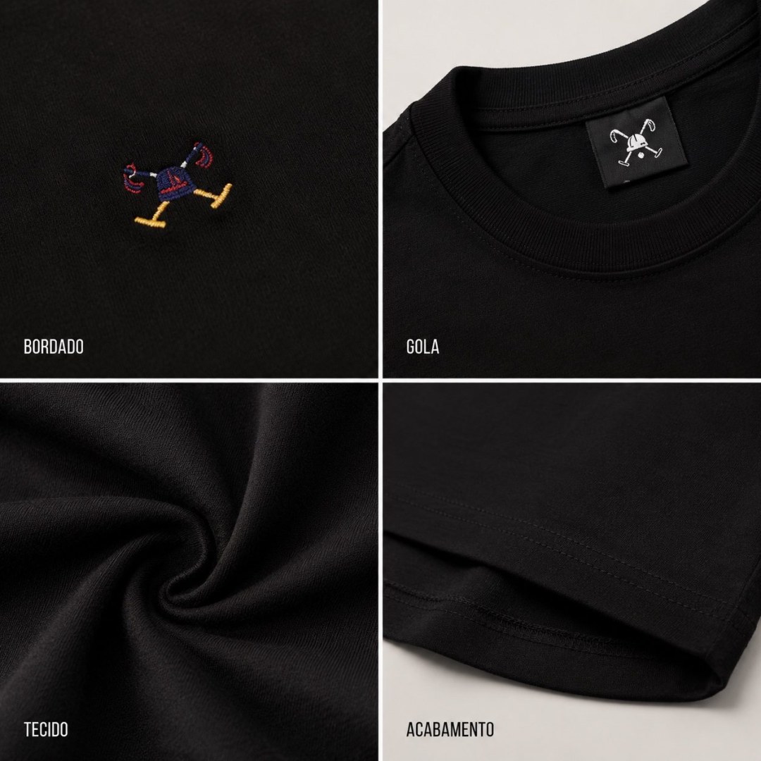 Polo Play Camiseta Slim Peruvian Signature — Preta  — foto 3