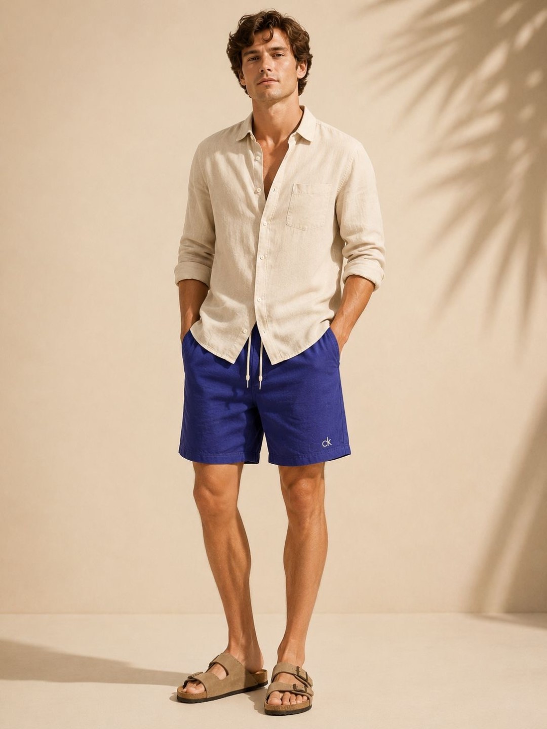 Short de linho azul marinho Calvin Klein  — foto 3