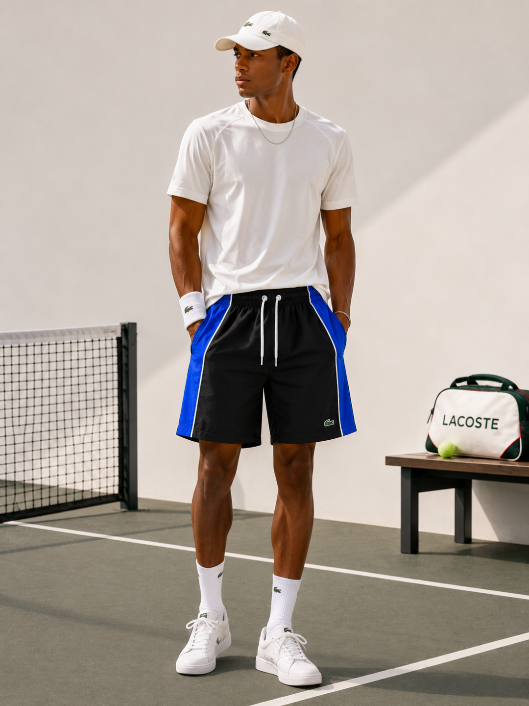 Short Lacoste Active Flex – Preto &amp;amp; Azul Royal — foto 4
